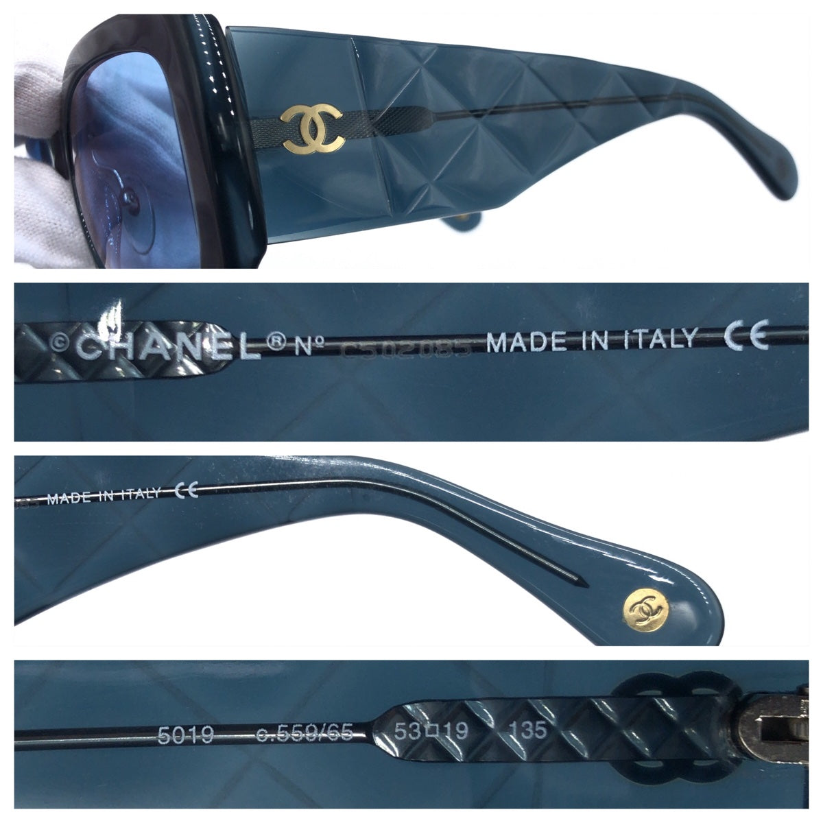 C-123
CHANEL シャネル マトラッセ ココマーク ブルー 青 シルバー金具 プラスチック 5019 c.559/65 53□19 135 サングラス スクエア レディース