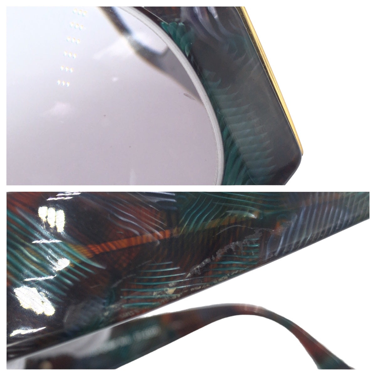 C-222
YVES SAINT LAURENT イヴ・サンローラン グリーン 緑 ブラウン 茶 ゴールド金具 プラスチック 31-6505 サングラス ウェリントン 度あり レディース