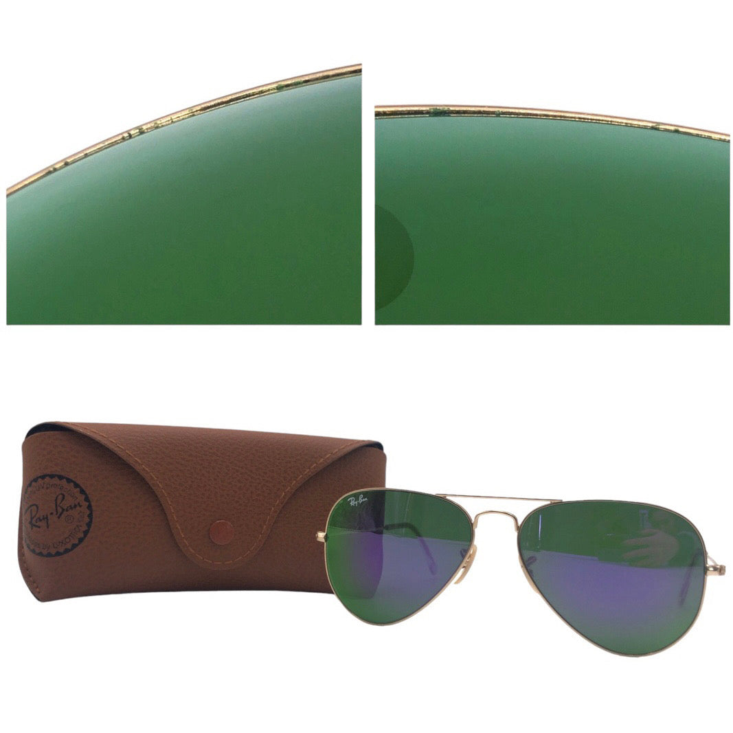 Ray-Ban Aviator Large Metal Gold Green Metal RB3025 AVIATOR LARGE METAL 112/68F 58◻︎14 3N Sunglasses Teardrop Men's