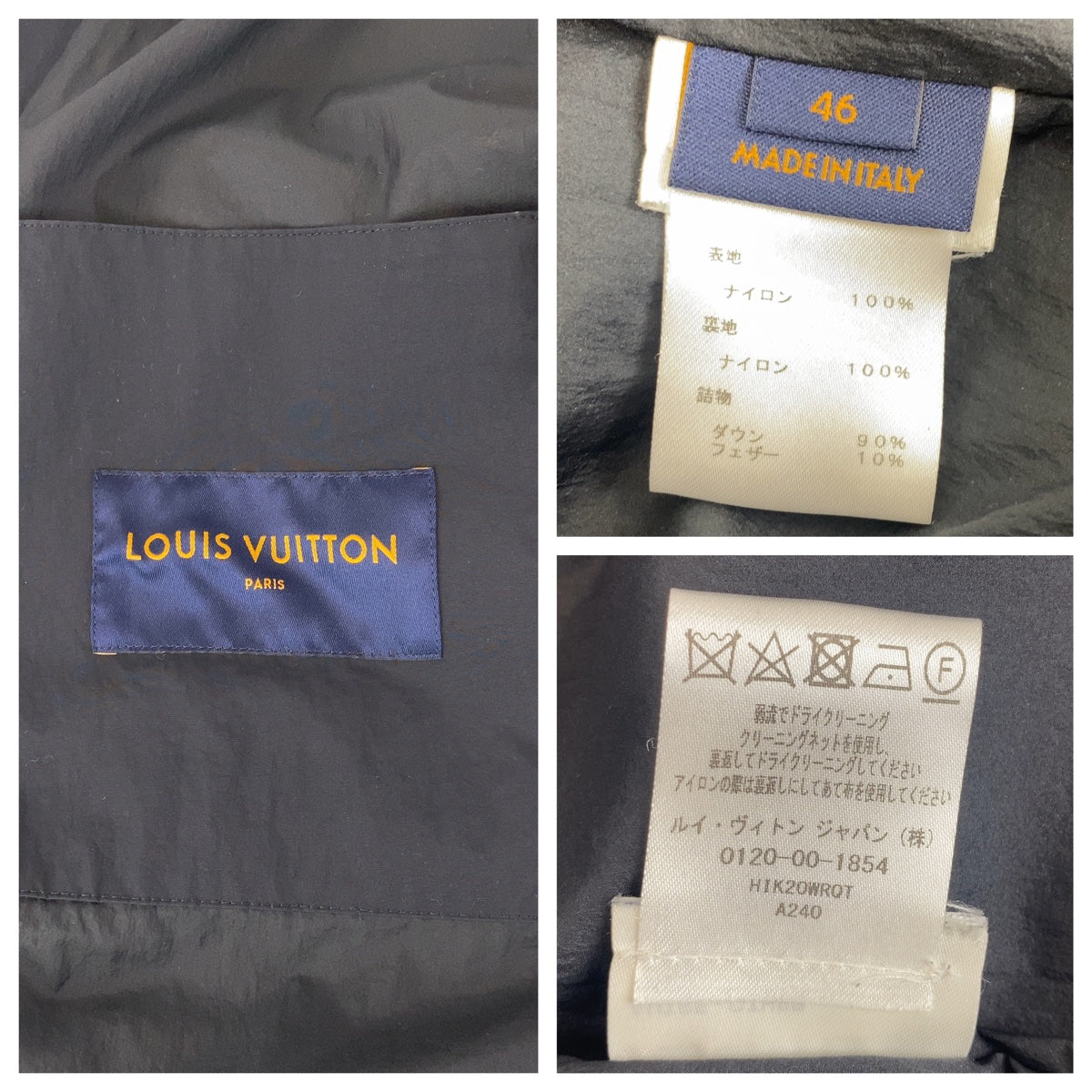 H-0387
LOUIS VUITTON ルイヴィトン ヴァージルアブロー初期 46 ブラック 黒 ナイロン ダウンジャケット アウター フード取り外し メンズ