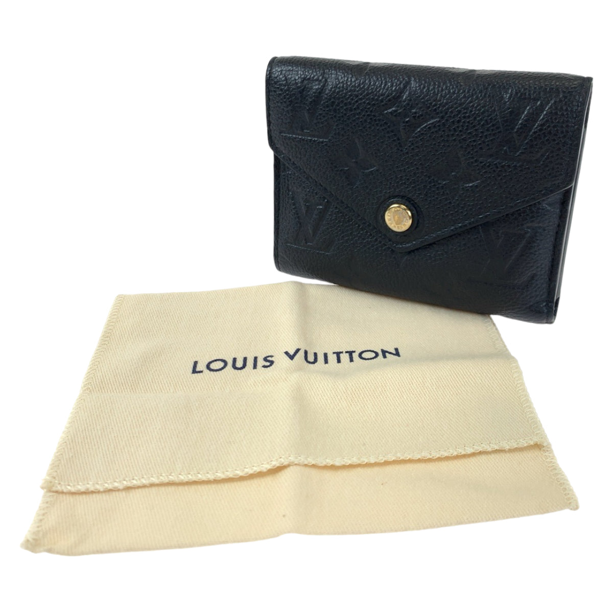 LOUIS VUITTON Louis Vuitton Monogram Portefeuille Victorine Black Calfskin M64060 Compact Wallet Folding Wallet Women's