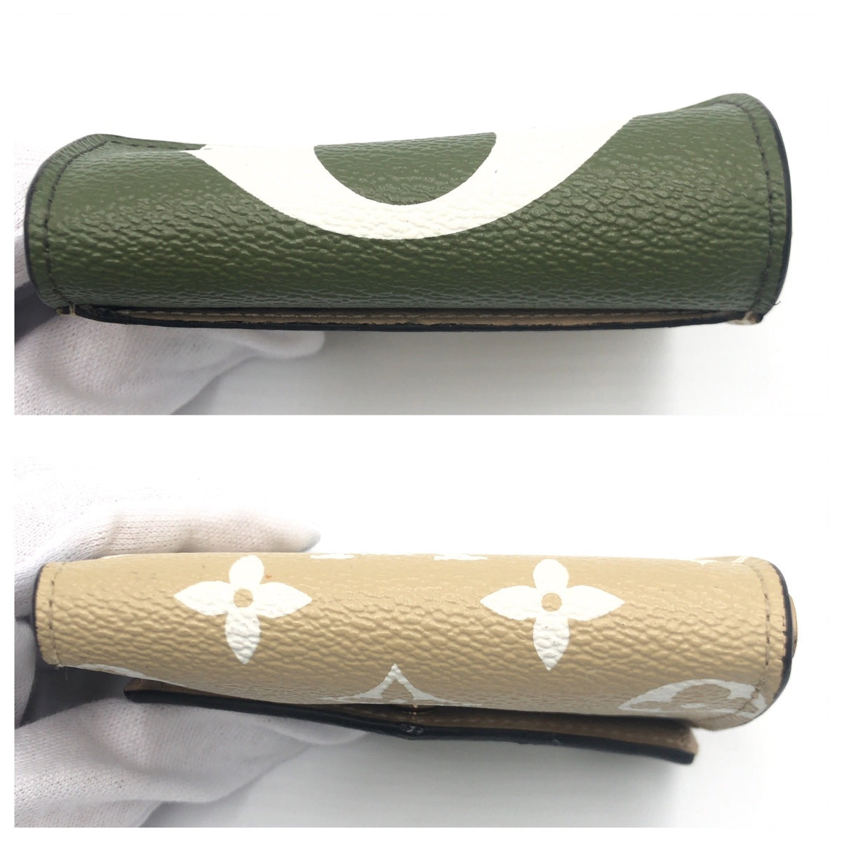 LOUIS VUITTON ルイヴィトン モノグラム ジャイアント ポルトフォイユ ゾエ グリーン 緑 ベージュ PVC M67640 二つ折り財布 札入れ レディース