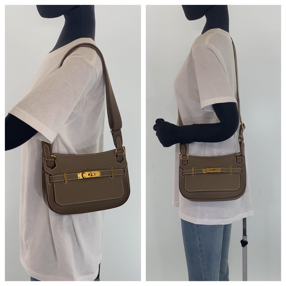 HERMES エルメス ジプシエール エトゥープ ゴールド金具 エバーカラー ショルダーバッグ 斜め掛け 男女兼用 B刻印 レディース