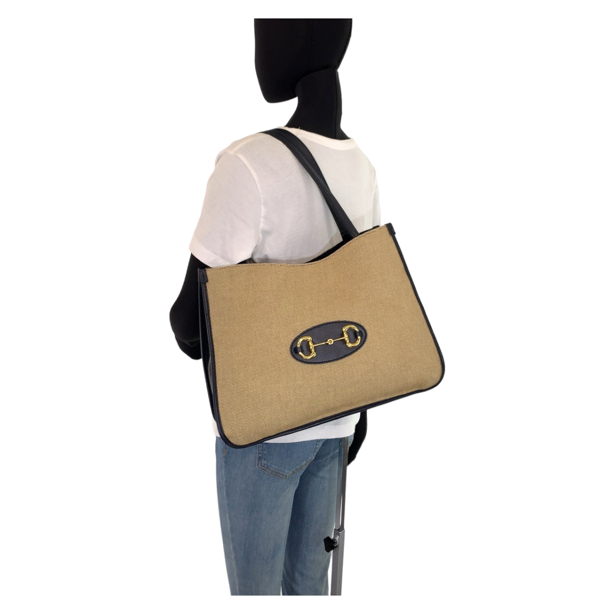 C-064
GUCCI グッチ ホースビット ベージュ 薄茶色 ネイビー ゴールド金具 レザー 623694 ショルダーバッグ トートバッグ レディース