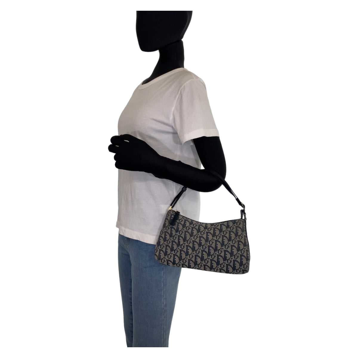 Dior ディオール ヴィンテージ トロッター ネイビー 紺 シルバー金具 キャンバス PZ1012 ハンドバッグ アクセサリーポーチ レディース
