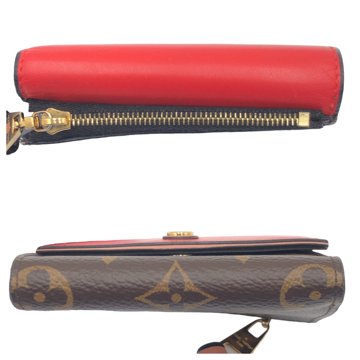 LOUIS VUITTON ルイヴィトン モノグラム ポルトフォイユ チュイルリー コンパクト レッド 赤 ブラウン 茶 ゴールド金具 PVC M63904 二つ折り財布 札入れ レディース