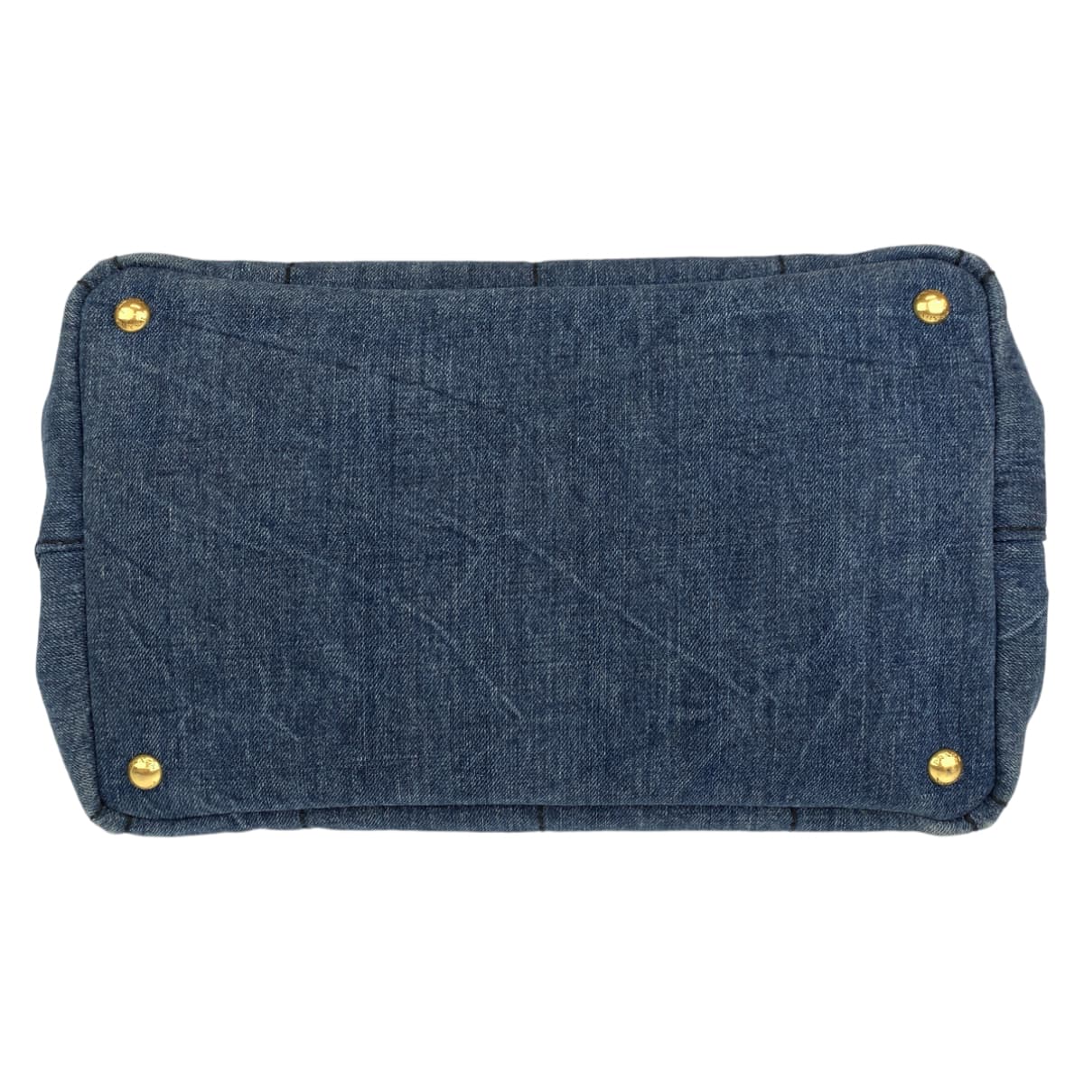 PRADA Prada Canapa Blue Gold Hardware Denim Tote Bag Handbag Women's