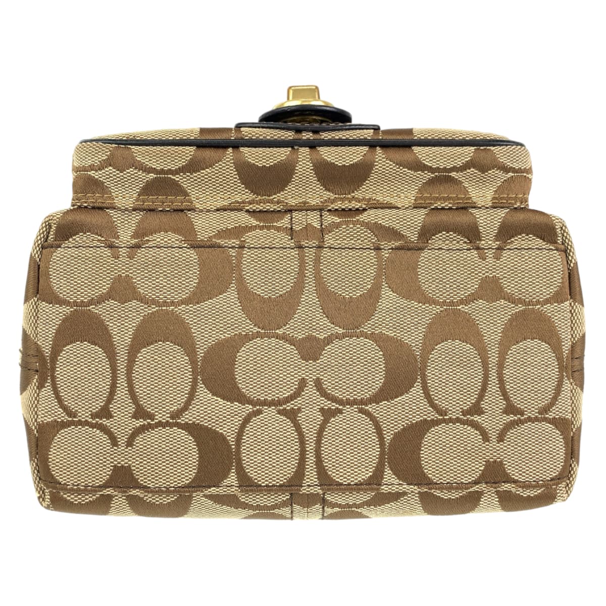 COACH コーチ シグネチャー ベージュ ブラック 黒 キャンバス / レザー 40224 ハンドバッグ アクセサリーポーチ レディース