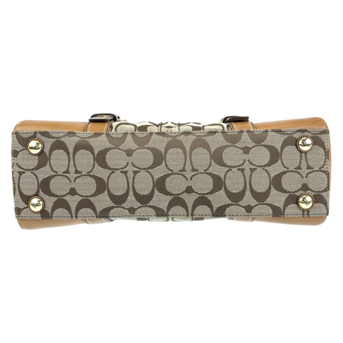 COACH コーチ シグネチャー フラップサッチェル ベージュ キャンバス / レザー 11060 ショルダーバッグ トートバッグ レディース