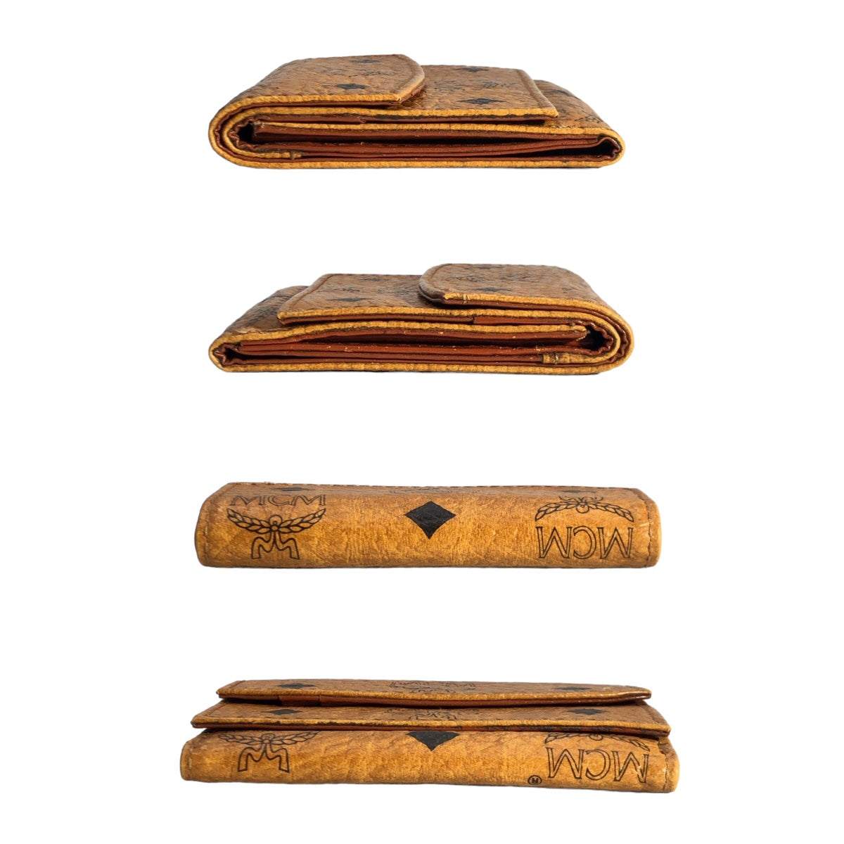 MCM Brown Gold Hardware / Synthetic Leather Tri-Fold Wallet Compact Wallet for Women