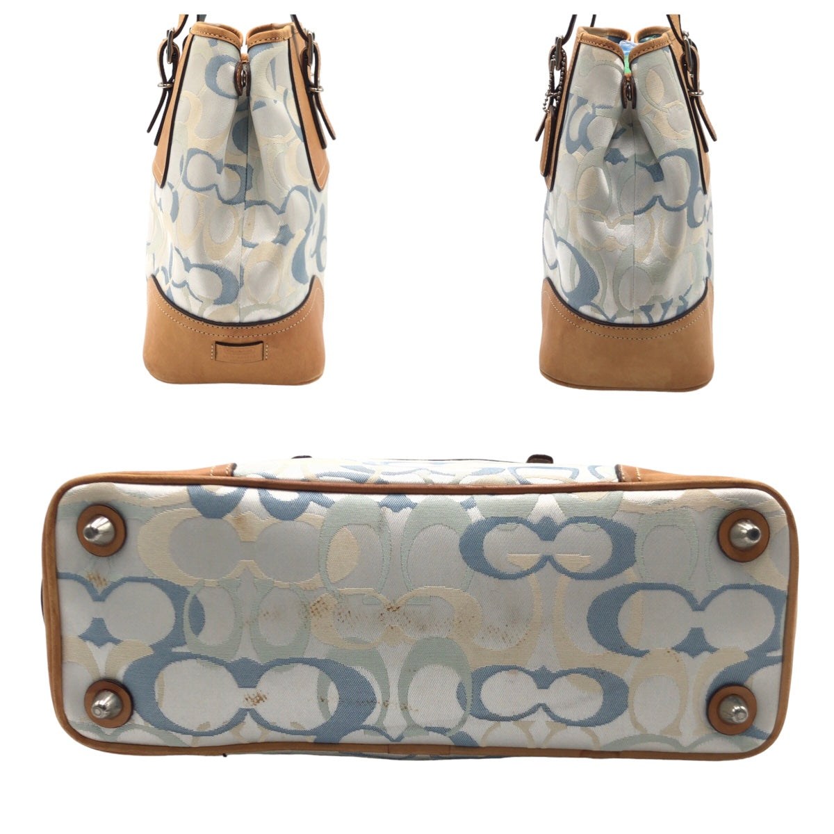 COACH コーチ シグネチャー ブラウン 茶 キャンバス / レザー 7029 ハンドバッグ トートバッグ レディース