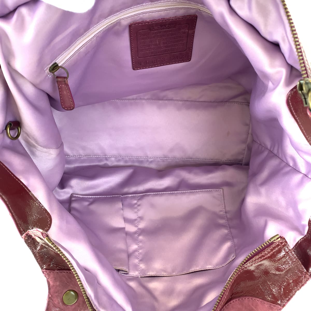 COACH コーチ パープル 紫 パテントレザー 12403 トートバッグ ハンドバッグ レディース
