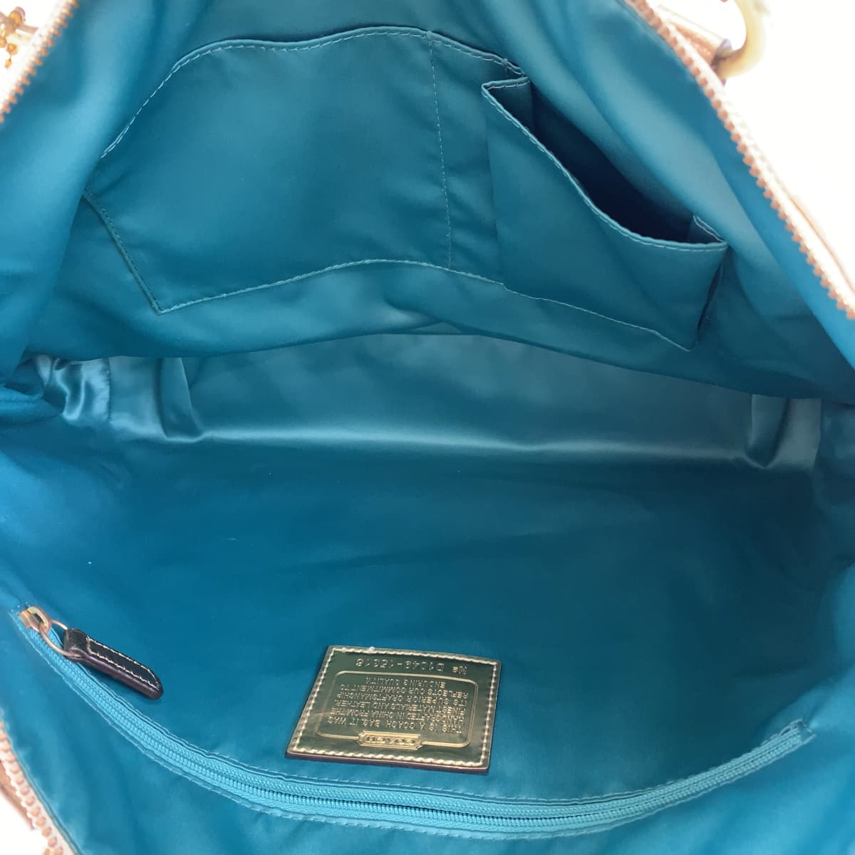 COACH コーチ ポピー シグネチャー ベージュ ゴールド サテン 15316 トートバッグ ハンドバッグ レディース