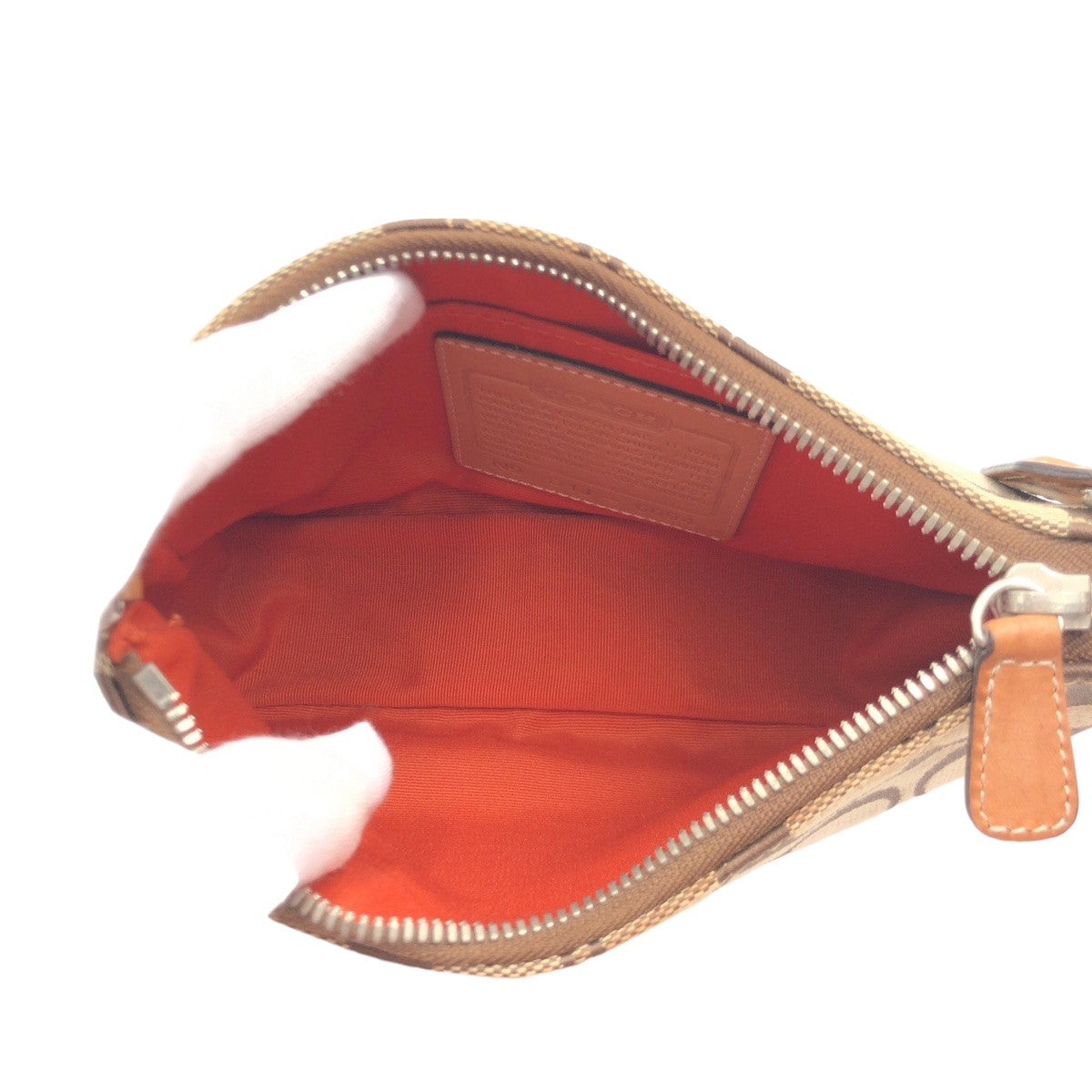 COACH コーチ シグネチャー ブラウン 茶 シルバー金具 キャンバス 6094 ハンドバッグ アクセサリーポーチ レディース
