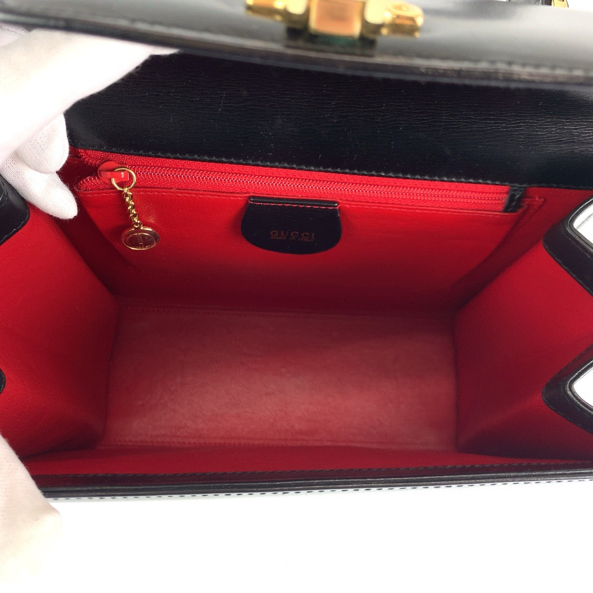 GUCCI グッチ ヴィンテージ オールドグッチ レディロック ミラー付き ブラック 黒 ゴールド金具 ボックスカーフ 000 26 0258 ショルダーバッグ ハンドバッグ 2way レディース
