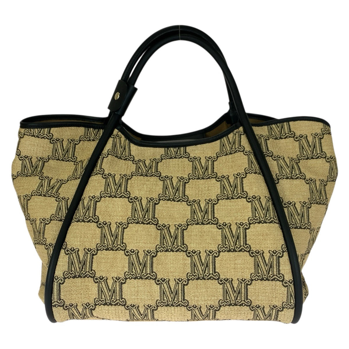 MAX MARA マックスマーラ グラム マリン 2way ベージュ ブラック ゴールド金具 ナイロン / コットン 451119216 トートバッグ ショルダーバッグ レディース A42