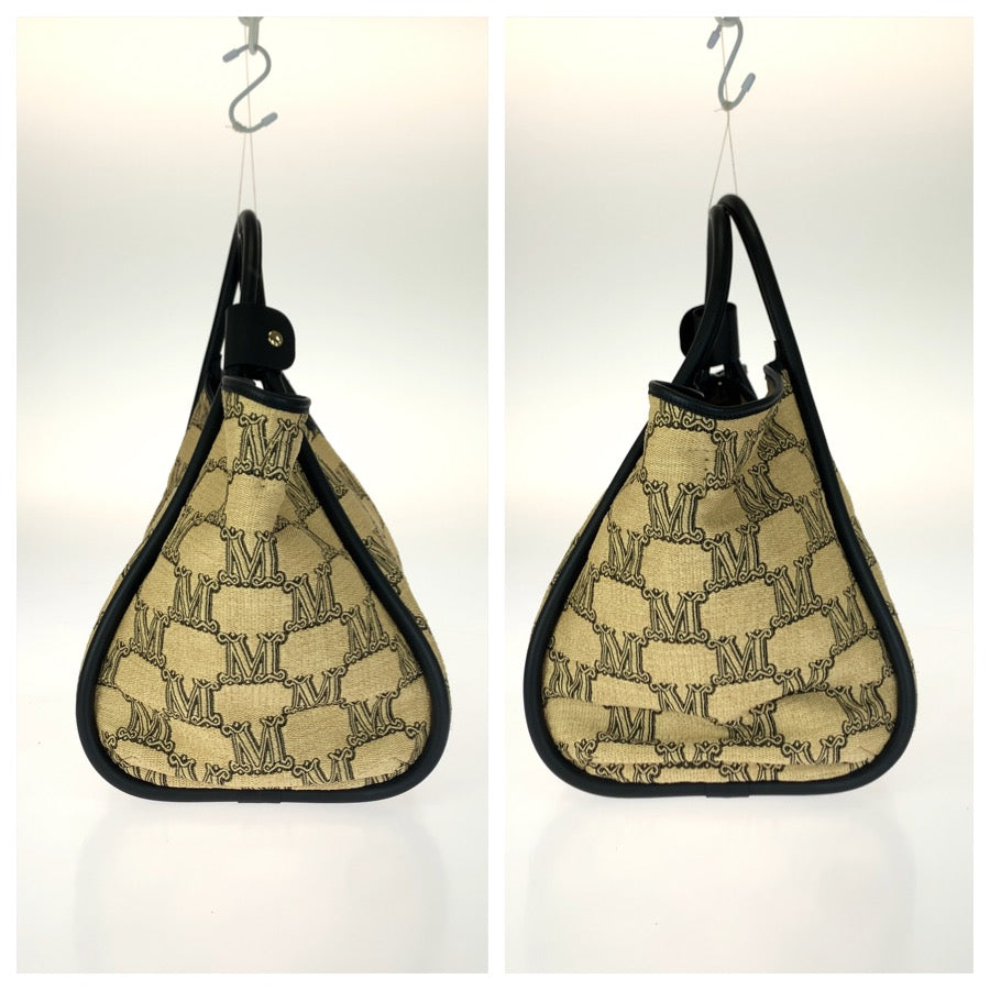 MAX MARA マックスマーラ グラム マリン 2way ベージュ ブラック ゴールド金具 ナイロン / コットン 451119216 トートバッグ ショルダーバッグ レディース A42