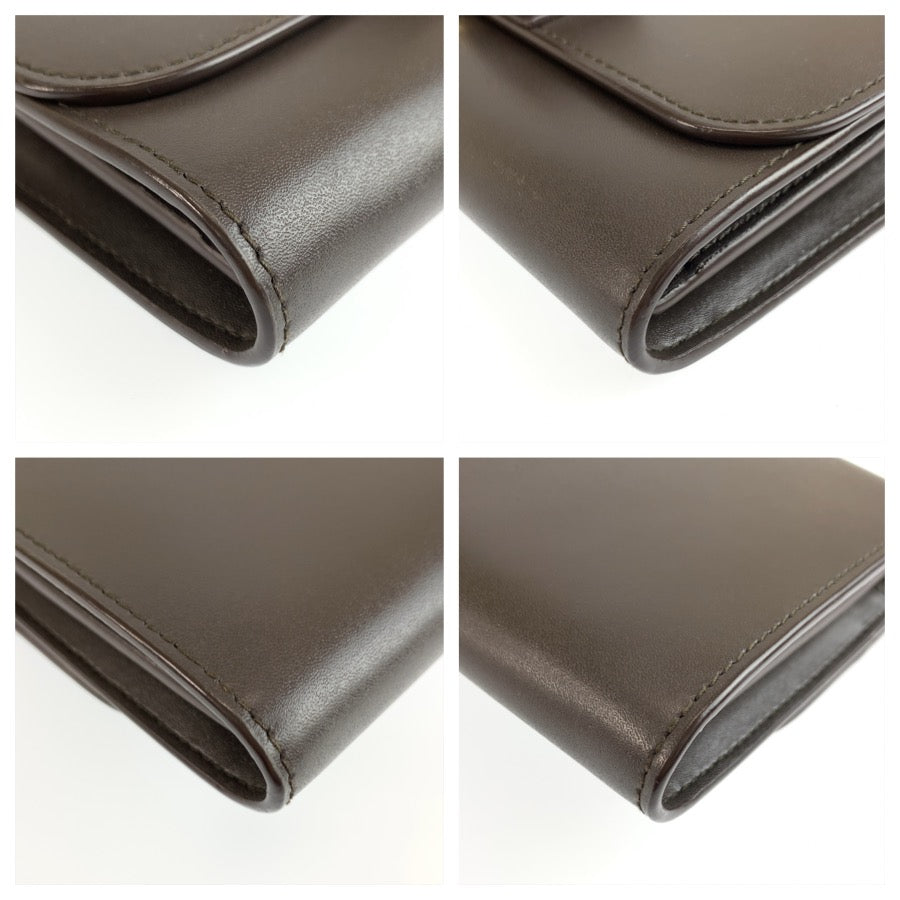 Salvatore Ferragamo サルヴァトーレフェラガモ ヴァラリボン ブラウン ゴールド金具 レザー ショルダーバッグ チェーンウォレット レディース AB36