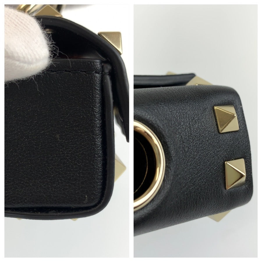 VALENTINO ヴァレンティノ ロックスタッズ ペット ブラック 黒 ゴールド金具 レザー AirPodsケース イヤホンケース 小物入れ レディース A27