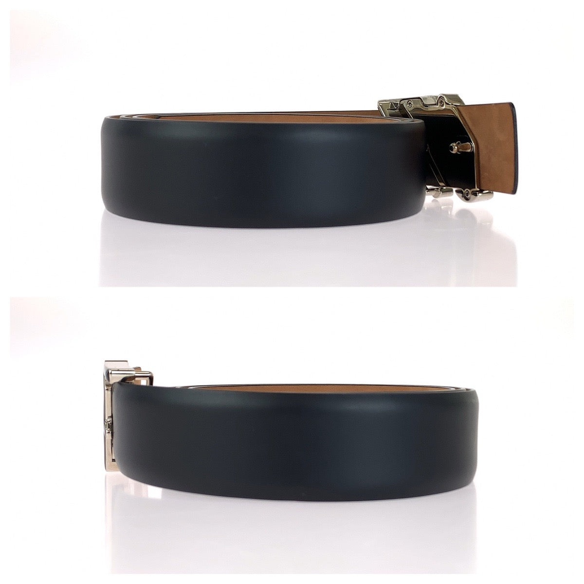 Salvatore Ferragamo サルヴァトーレフェラガモ サイズ110cm ブラック 黒 シルバー金具 レザー ベルト メンズ A21