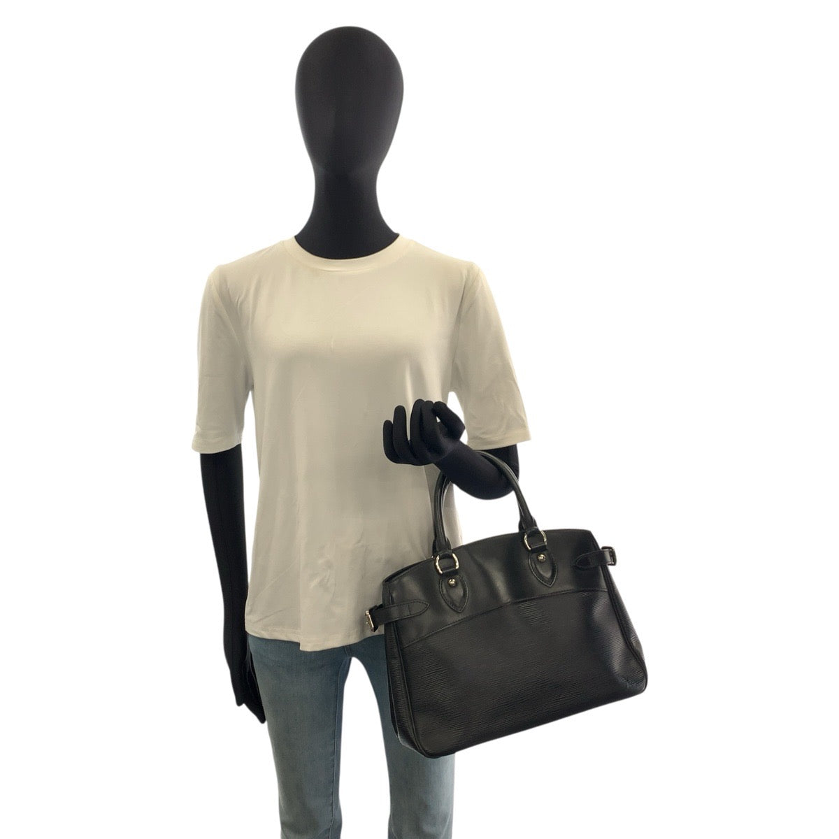 LOUIS VUITTON ルイヴィトン エピ パッシィPM ノワール ブラック 黒 シルバー金具 レザー M59262 ハンドバッグ トートバッグ レディース AB42