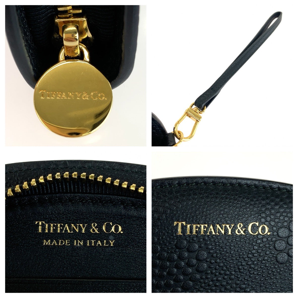TIFFANY&Co. ティファニー ハーフムーン ブラック 黒 ゴールド金具 レザー 長財布 ロングウォレット レディース A59
