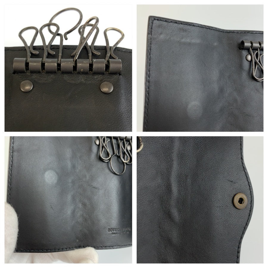 BOTTEGAVENETA ボッテガヴェネタ イントレチャート ブラック 黒 レザー キーケース 6連 メンズ AB11