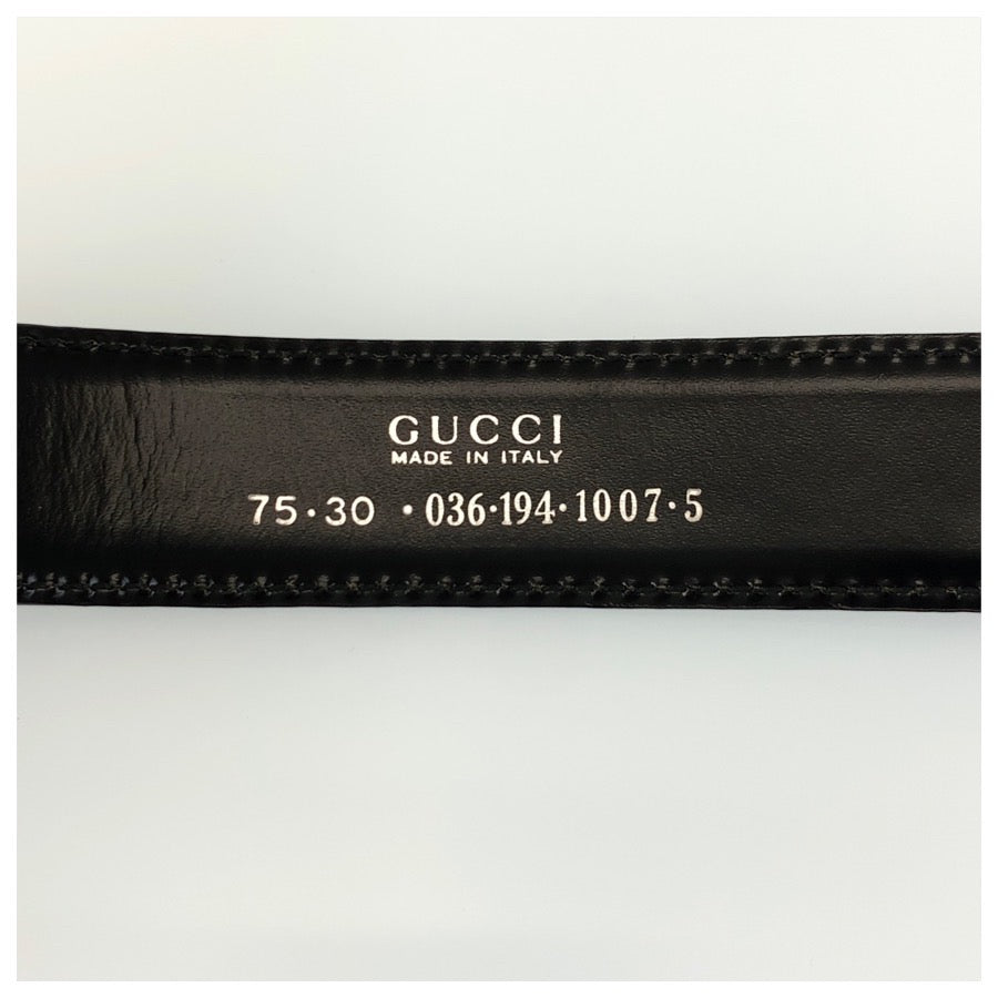 GUCCI グッチ 75cm/30インチ ブラック 黒 シルバー金具 レザー 036 194 1007 5 ベルト GGバックル レディース AB11