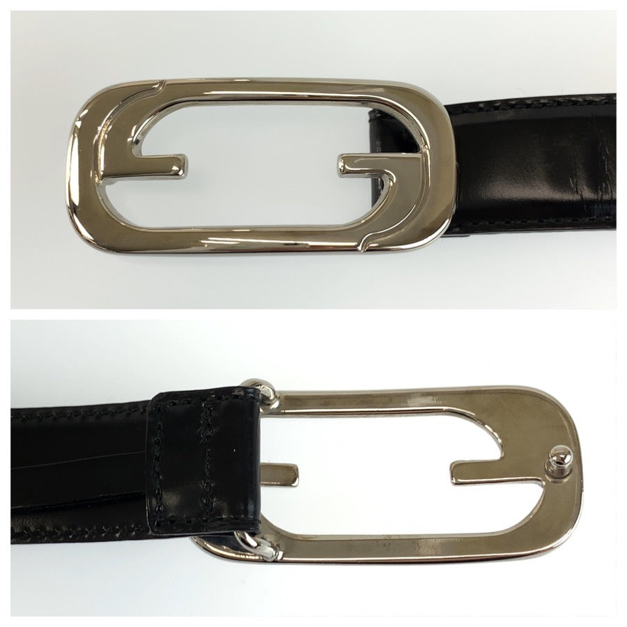 GUCCI グッチ 75cm/30インチ ブラック 黒 シルバー金具 レザー 036 194 1007 5 ベルト GGバックル レディース AB11