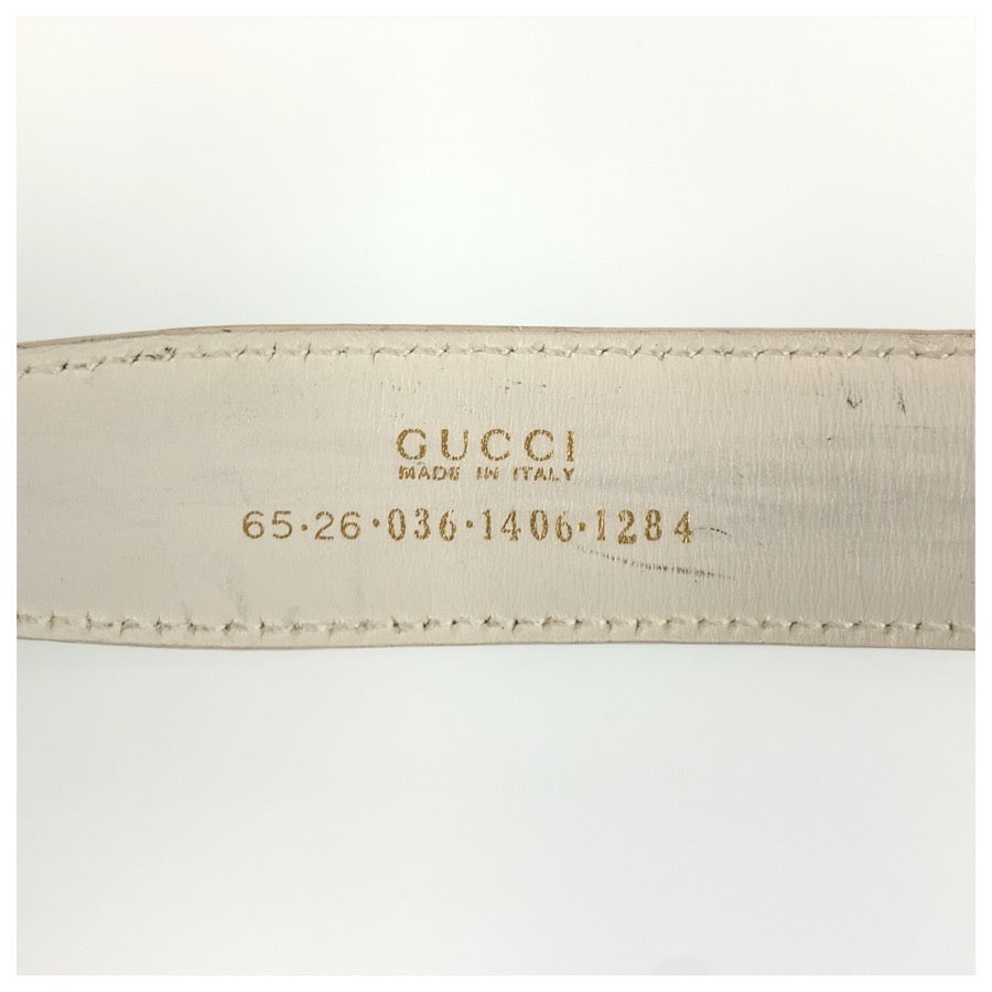 GUCCI グッチ 65cm/26インチ ホワイト ゴールド金具 レザー 036 1406 1284 ベルト レディース B11