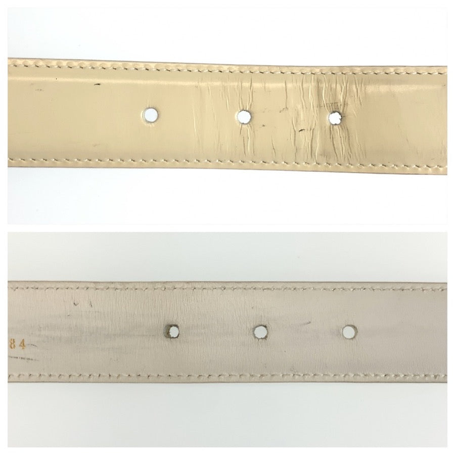 GUCCI グッチ 65cm/26インチ ホワイト ゴールド金具 レザー 036 1406 1284 ベルト レディース B11