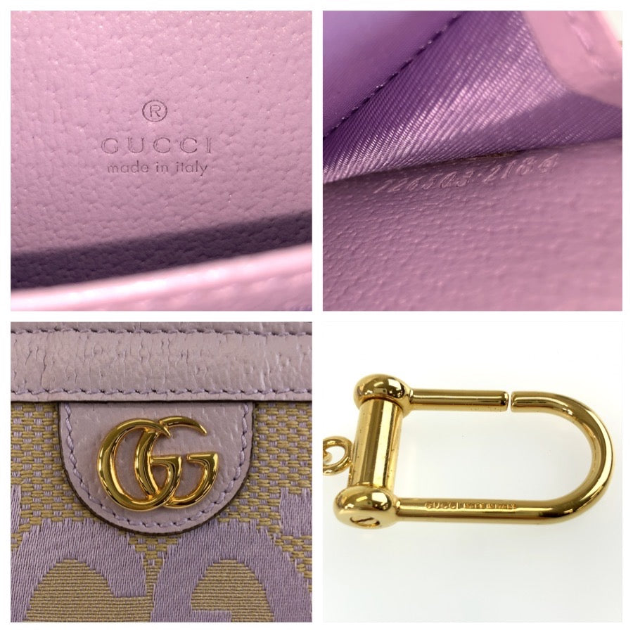 GUCCI グッチ ジャンボGG パープル ベージュ ゴールド金具 キャンバス / レザー 726503 コインケース カードケース レディース ABP35