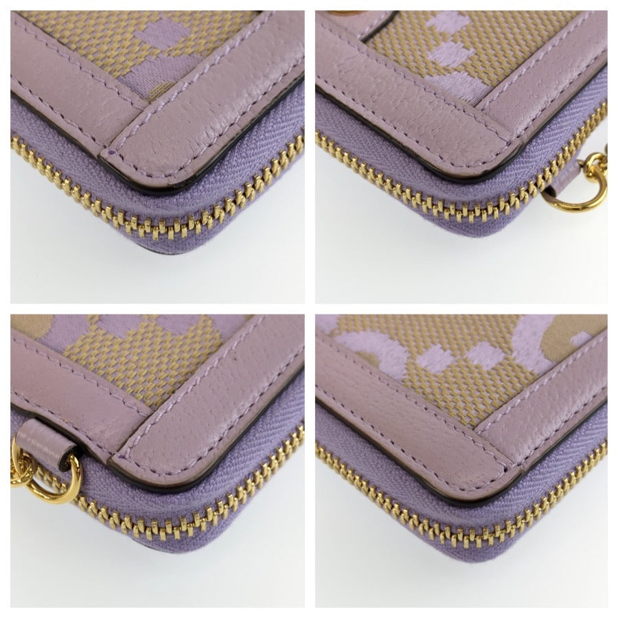 GUCCI グッチ ジャンボGG パープル ベージュ ゴールド金具 キャンバス / レザー 726503 コインケース カードケース レディース ABP35