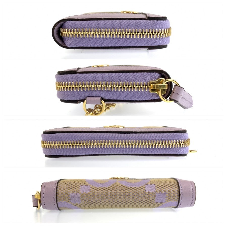 GUCCI グッチ ジャンボGG パープル ベージュ ゴールド金具 キャンバス / レザー 726503 コインケース カードケース レディース ABP35