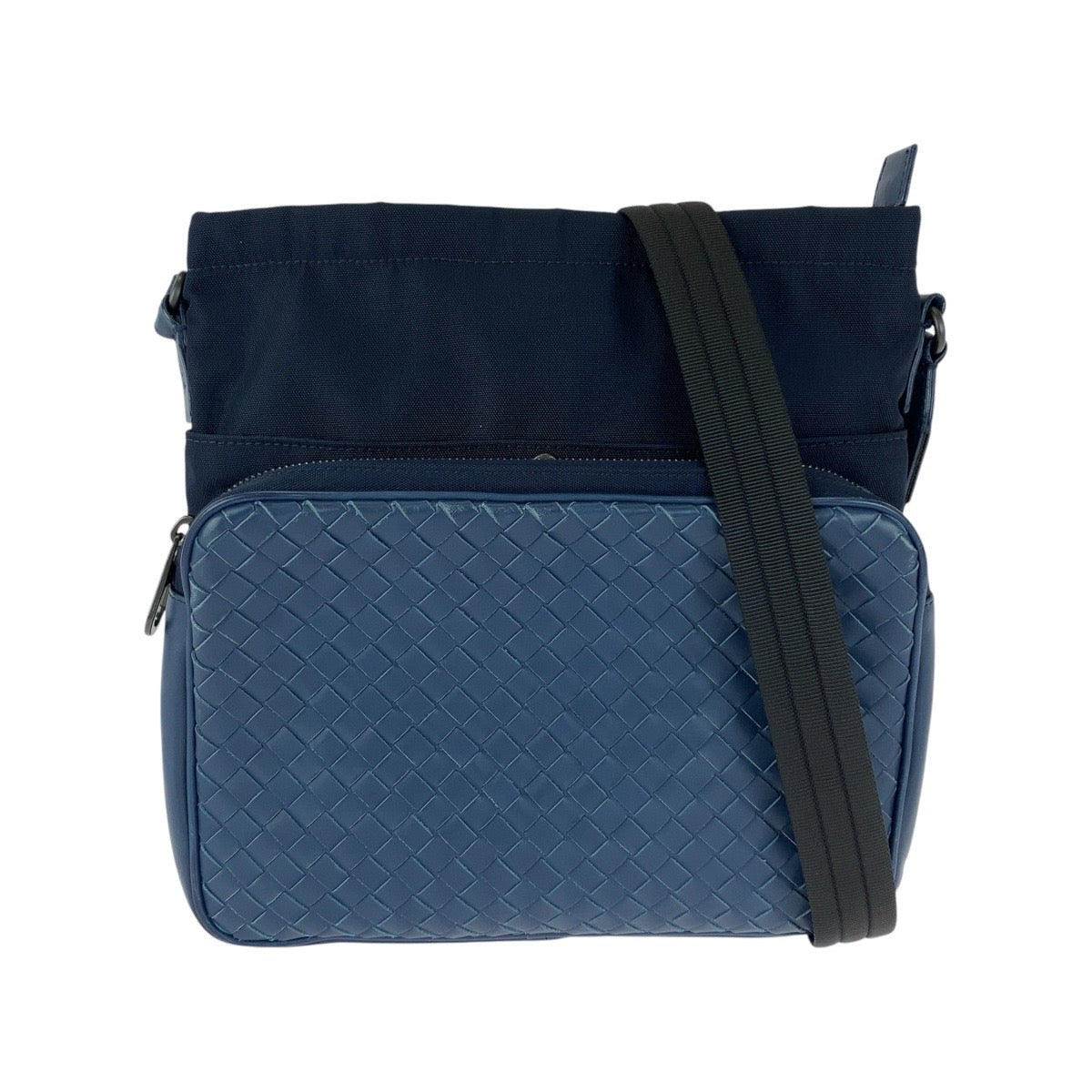 BOTTEGAVENETA ボッテガヴェネタ イントレチャート ネイビー ブラック レザー / ナイロン ショルダーバッグ メッセンジャーバッグ レディース AB50