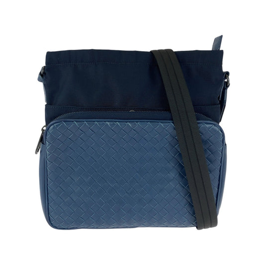 BOTTEGAVENETA ボッテガヴェネタ イントレチャート ネイビー ブラック レザー / ナイロン ショルダーバッグ メッセンジャーバッグ レディース AB50