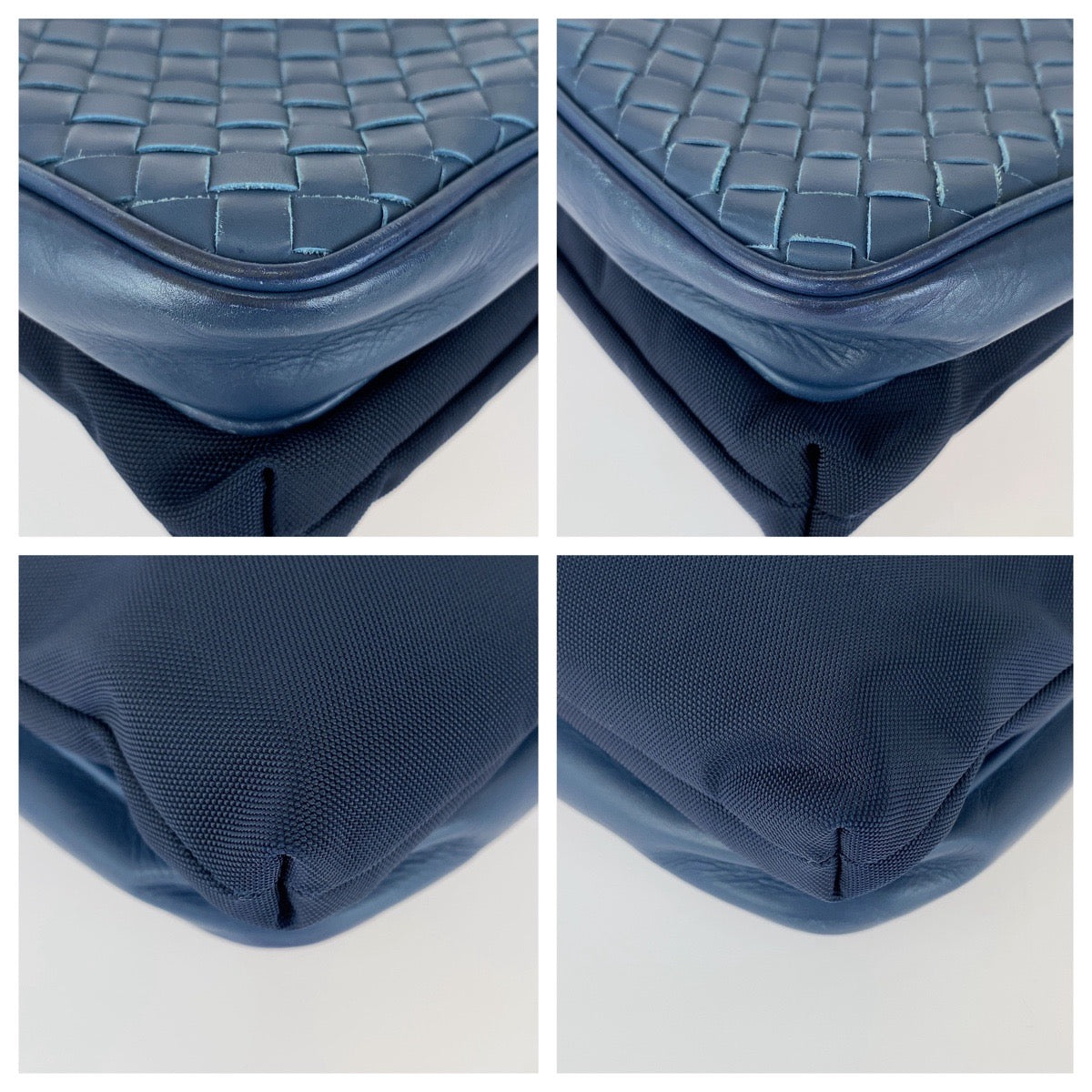 BOTTEGAVENETA ボッテガヴェネタ イントレチャート ネイビー ブラック レザー / ナイロン ショルダーバッグ メッセンジャーバッグ レディース AB50