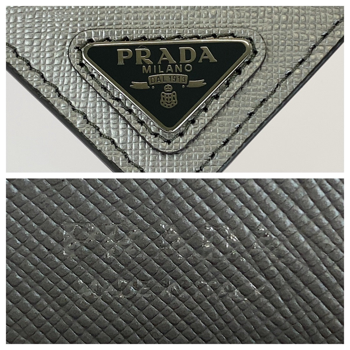 PRADA プラダ サフィアーノ シルバー グレー レザー カードケース パスケース 名刺入れ レディース ABP24