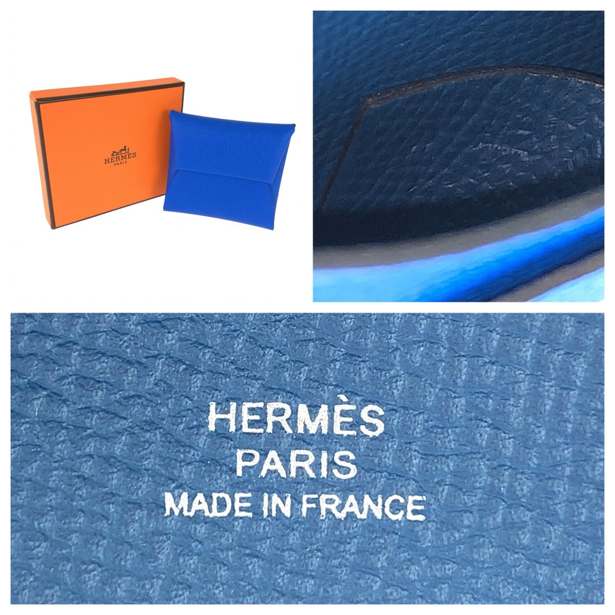 HERMES エルメス バスティア ブルー シルバー金具 ヴォーエプソン コインケース 小銭入れ W刻印 レディース SA31