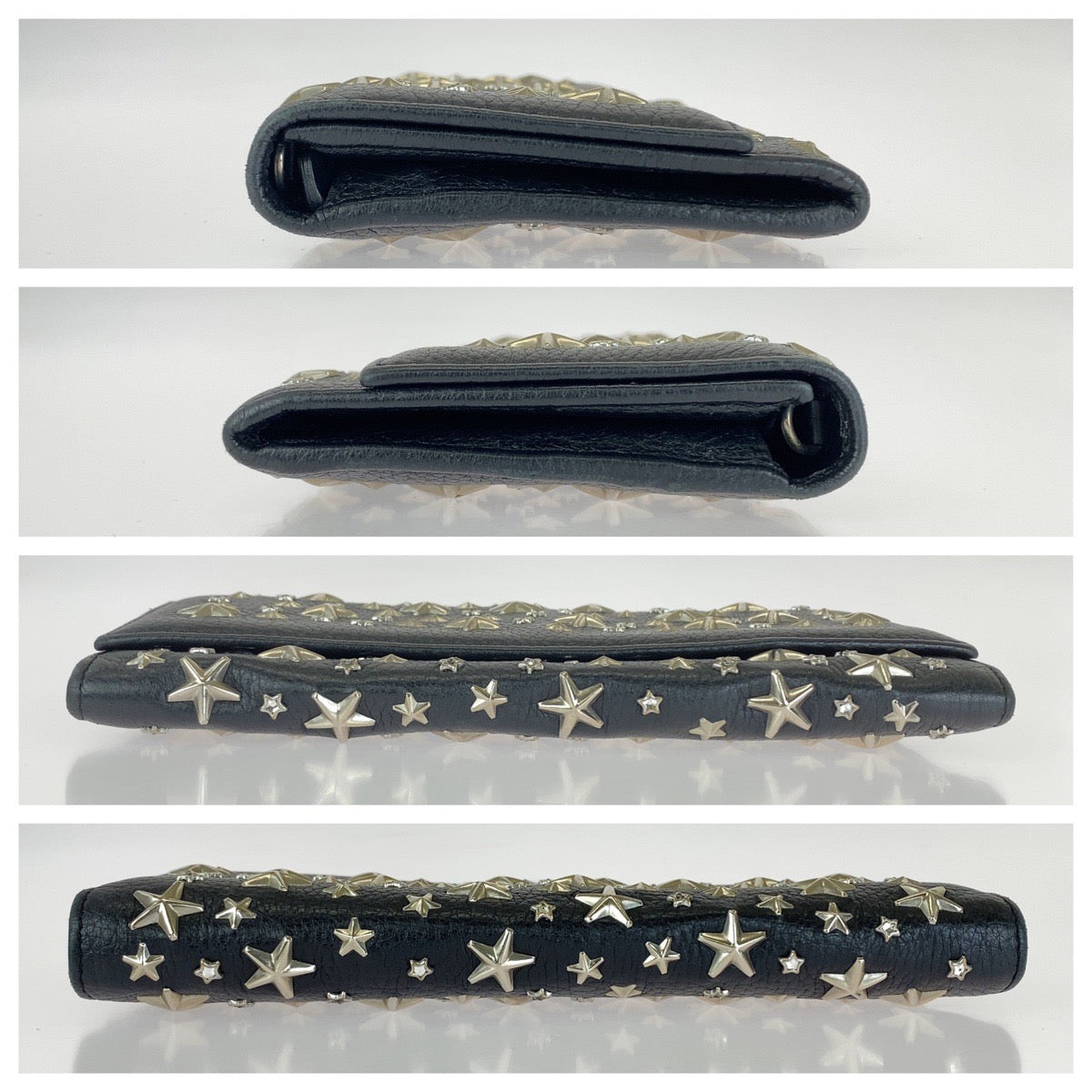 JIMMY CHOO ジミーチュウ スタースタッズ ブラック 黒 シルバー金具 レザー 長財布 チェーンウォレット ロングウォレット レディース ABP27
