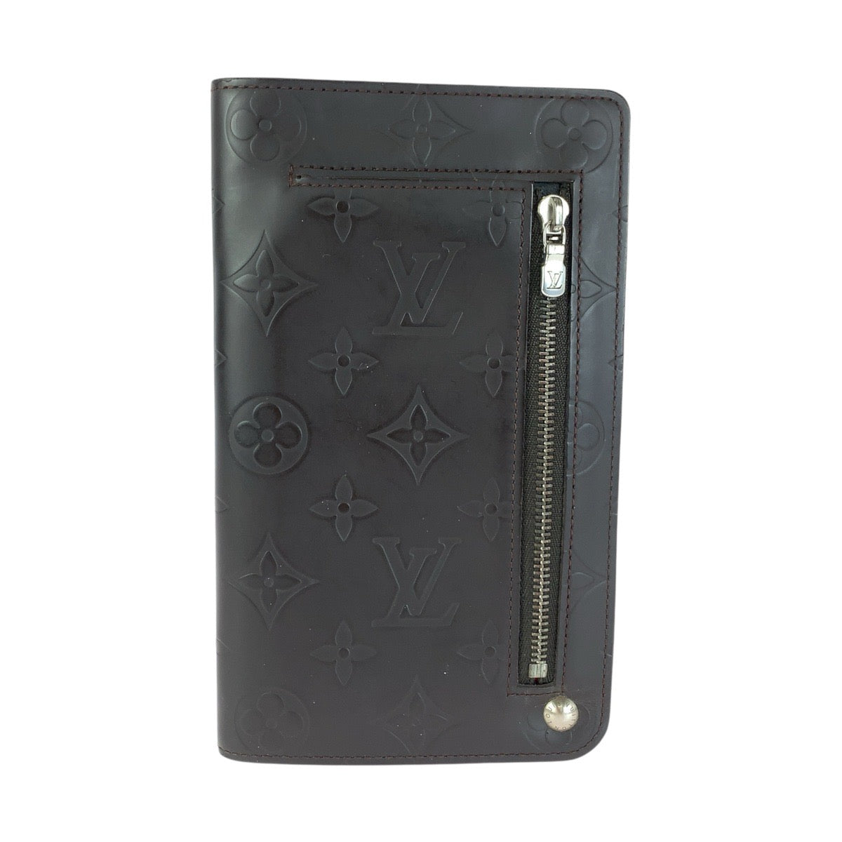 LOUIS VUITTON ルイヴィトン モノグラム グラセホイスト ブラウン シルバー金具 レザー M66450 長財布 ロングウォレット メンズ AB27
