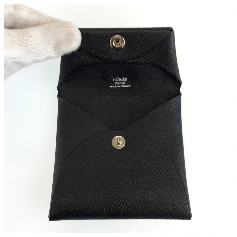 HERMES エルメス バスティア ブラック 黒 ヴォーエプソン コインケース 小銭入れ 男女兼用 W刻印 メンズ ABP30