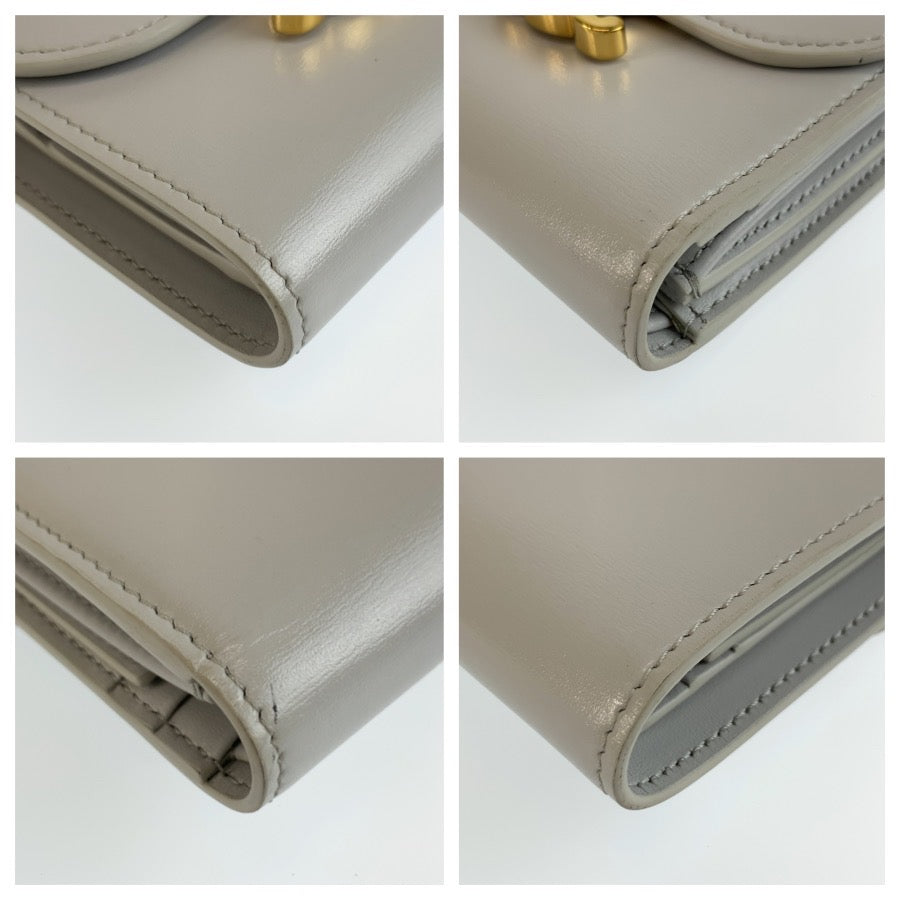 CELINE セリーヌ トリオンフ スモールフラップウォレット グレー ゴールド金具 レザー 三つ折り財布 折財布 コンパクトウォレット レディース AB48