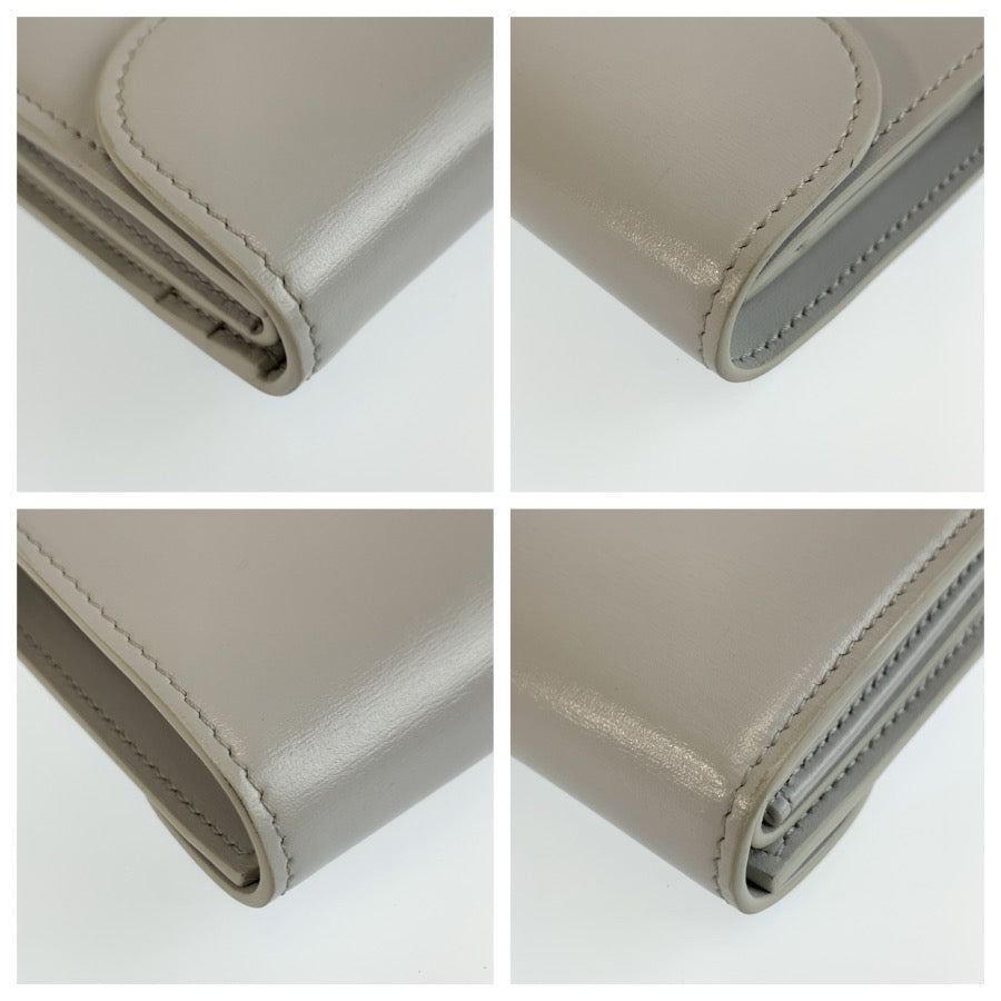 CELINE セリーヌ トリオンフ スモールフラップウォレット グレー ゴールド金具 レザー 三つ折り財布 折財布 コンパクトウォレット レディース AB48