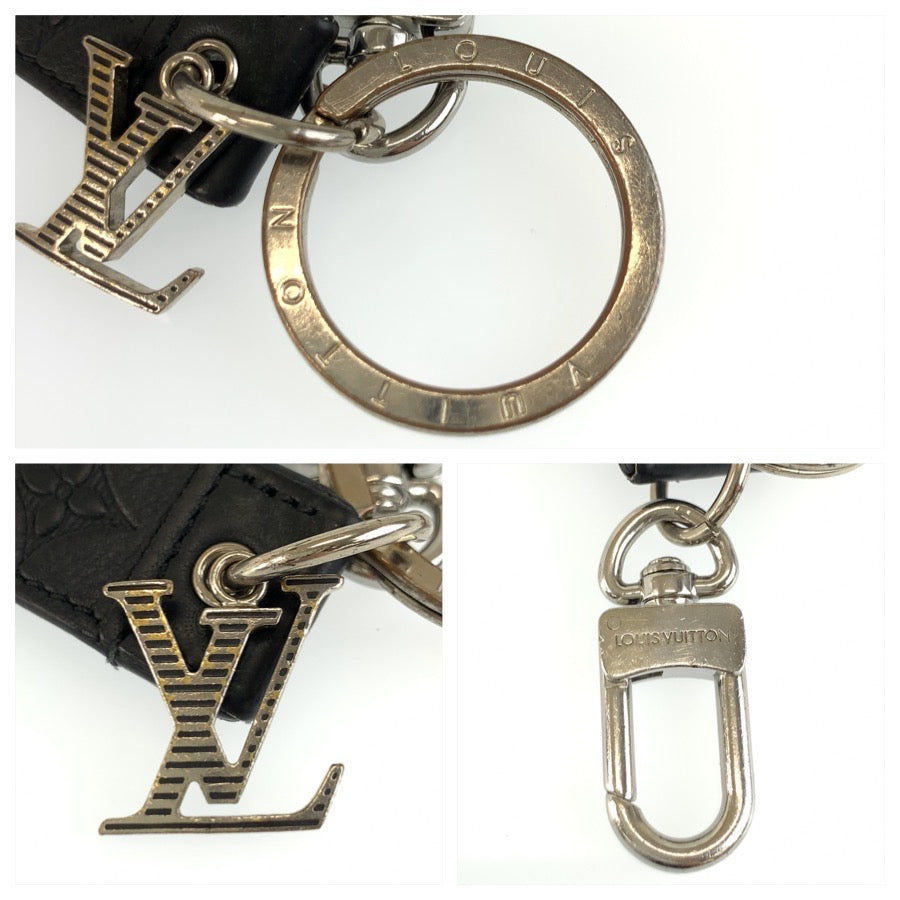 LOUIS VUITTON ルイヴィトン モノグラムシャドウ キーホルダー ドラゴンヌ ブラック 黒 シルバー金具 レザー M01298 キーホルダー バッグチャーム メンズ AB27