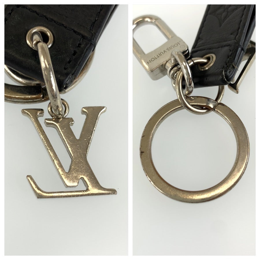 LOUIS VUITTON ルイヴィトン モノグラムシャドウ キーホルダー ドラゴンヌ ブラック 黒 シルバー金具 レザー M01298 キーホルダー バッグチャーム メンズ AB27