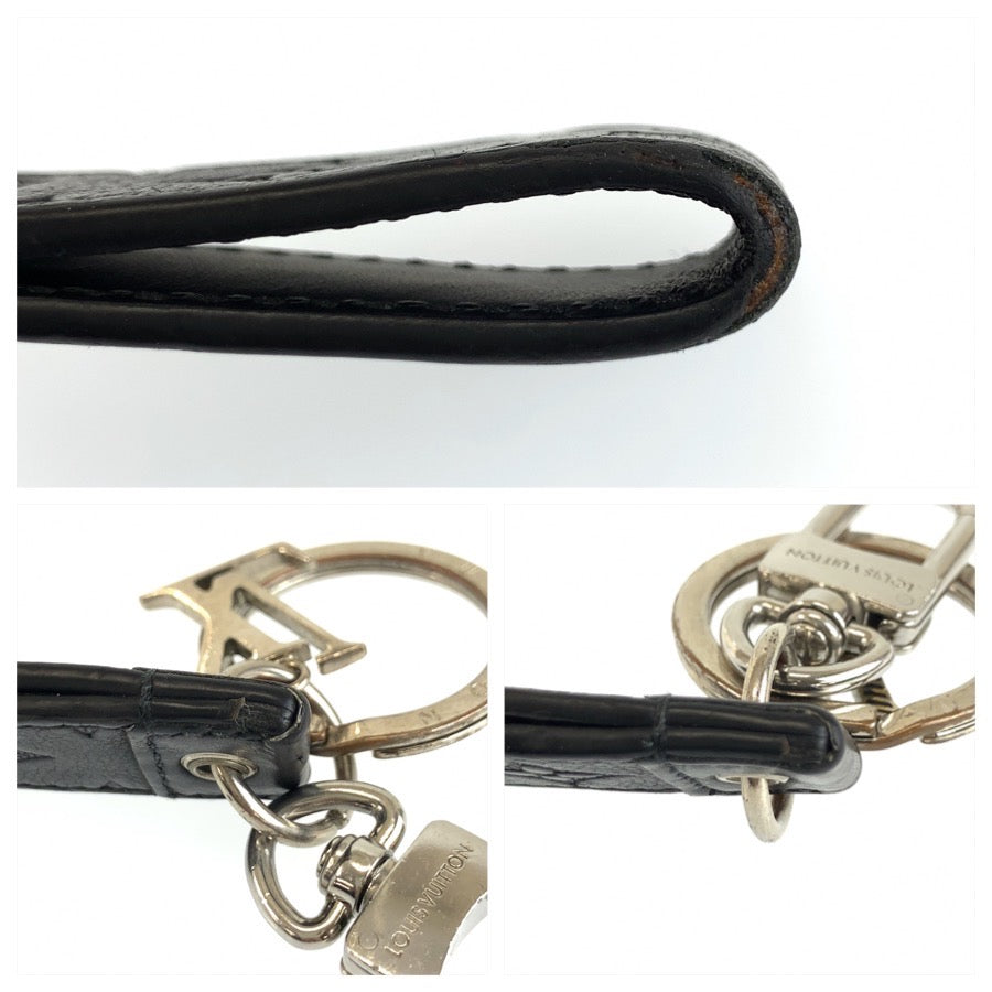 LOUIS VUITTON ルイヴィトン モノグラムシャドウ キーホルダー ドラゴンヌ ブラック 黒 シルバー金具 レザー M01298 キーホルダー バッグチャーム メンズ AB27