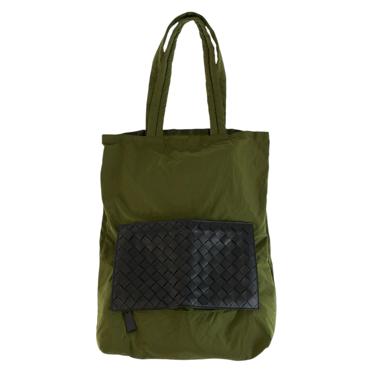 BOTTEGAVENETA ボッテガヴェネタ イントレチャート カーキ ブラック ナイロン トートバッグ エコバッグ 折りたたみ 男女兼用 メンズ A36
