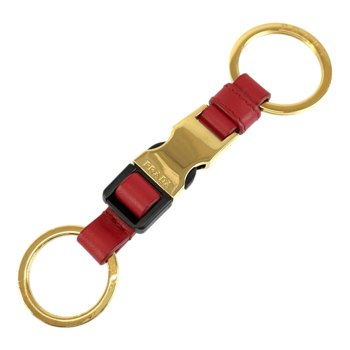 PRADA プラダ レッド ゴールド金具 レザー / メッキ 1PP110 キーホルダー バッグチャーム レディース A14