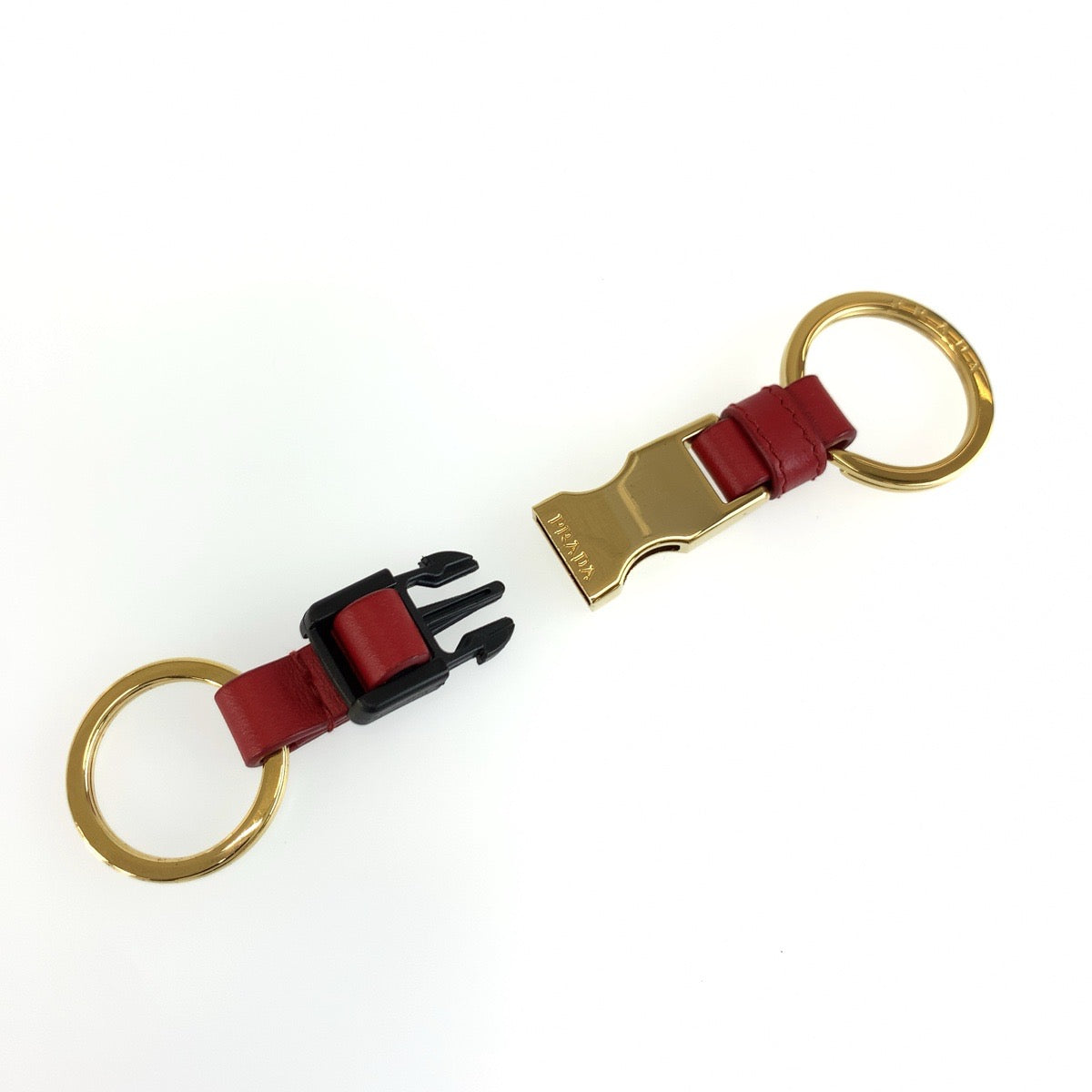 PRADA プラダ レッド ゴールド金具 レザー / メッキ 1PP110 キーホルダー バッグチャーム レディース A14